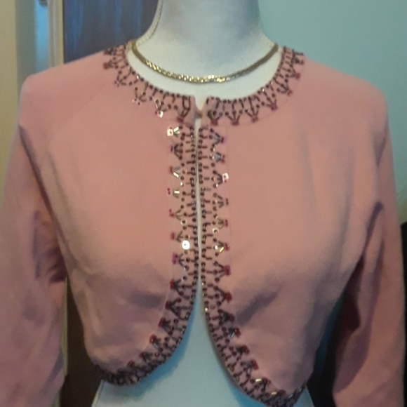 Pink Beaded Shrug, size M - Picture 2 of 4